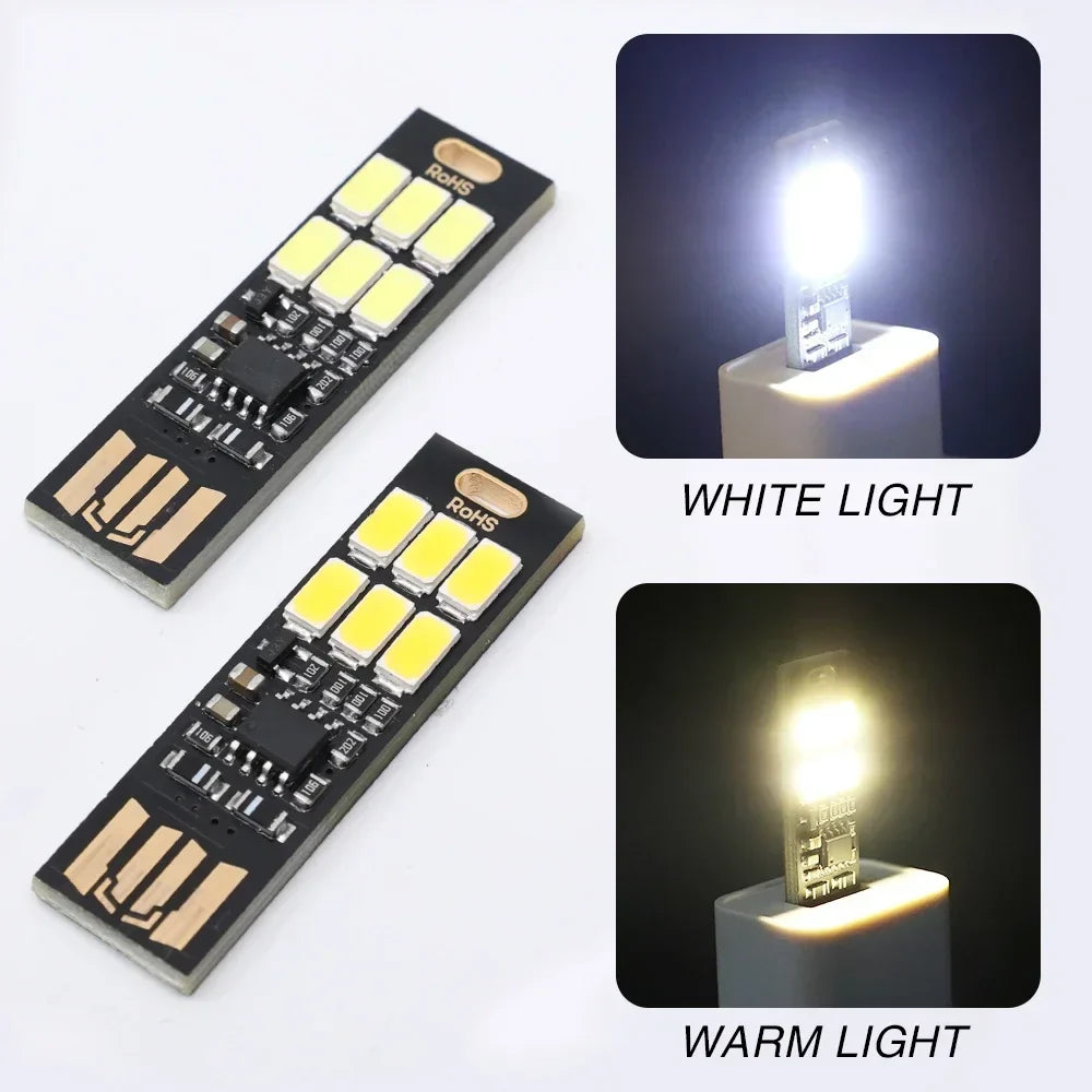 Mini USB Card Light | 6 LED Touch Dimming Keychain Night Light