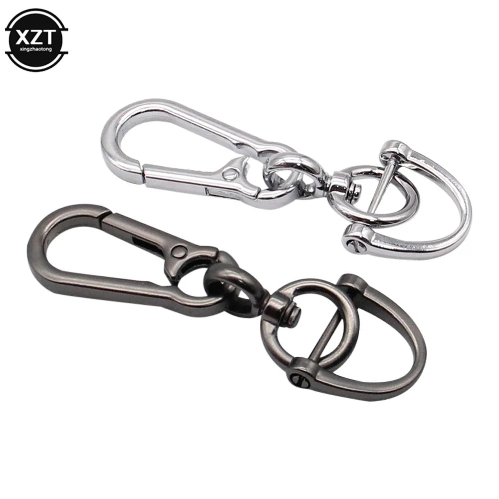 360 Degree D Shape Rotating Horseshoe Buckle Leather Braided Car Keychain | Auto Key Ring Pendant