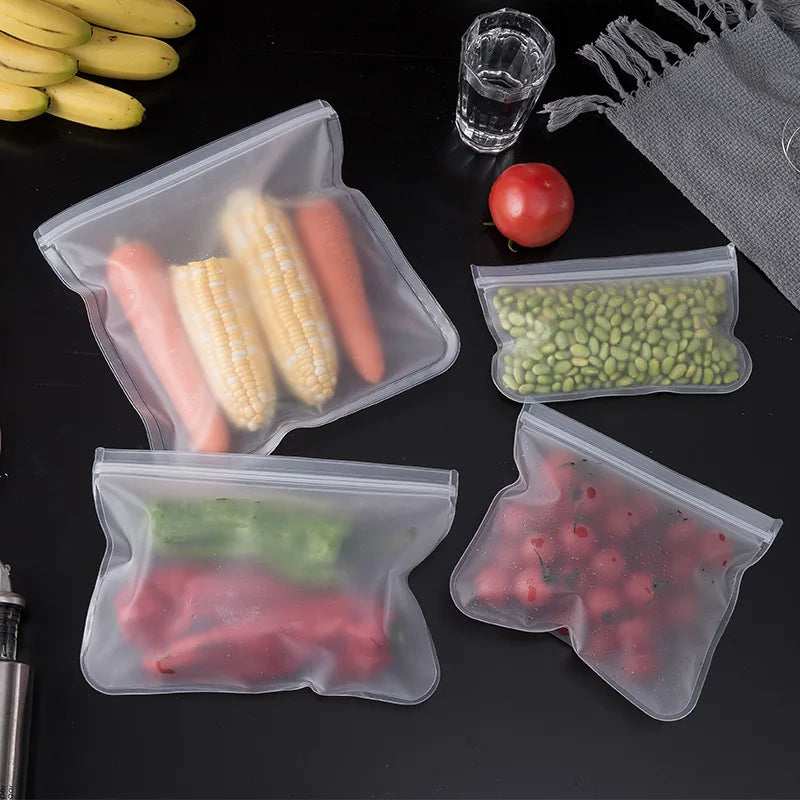 Reusable Silicone Food Storage Bag | Leakproof Stand Up Zip Pouch
