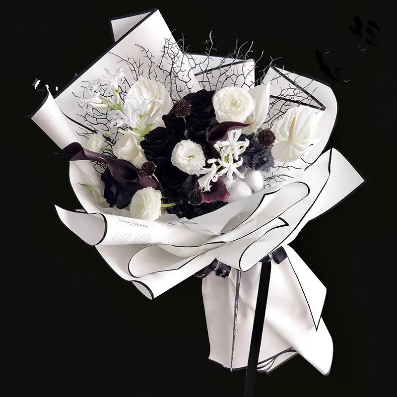 Florist Bouquet Wrapping Paper | 5 Pack Black and White Aristocrat Flower Wrap