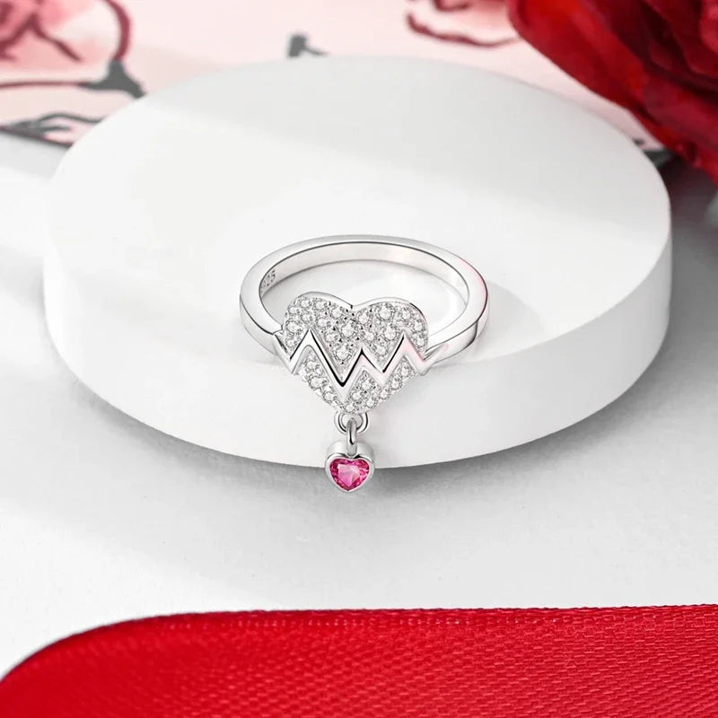 925 Sterling Silver Heart Ring | Sparkling Zircon Infinity Love Band