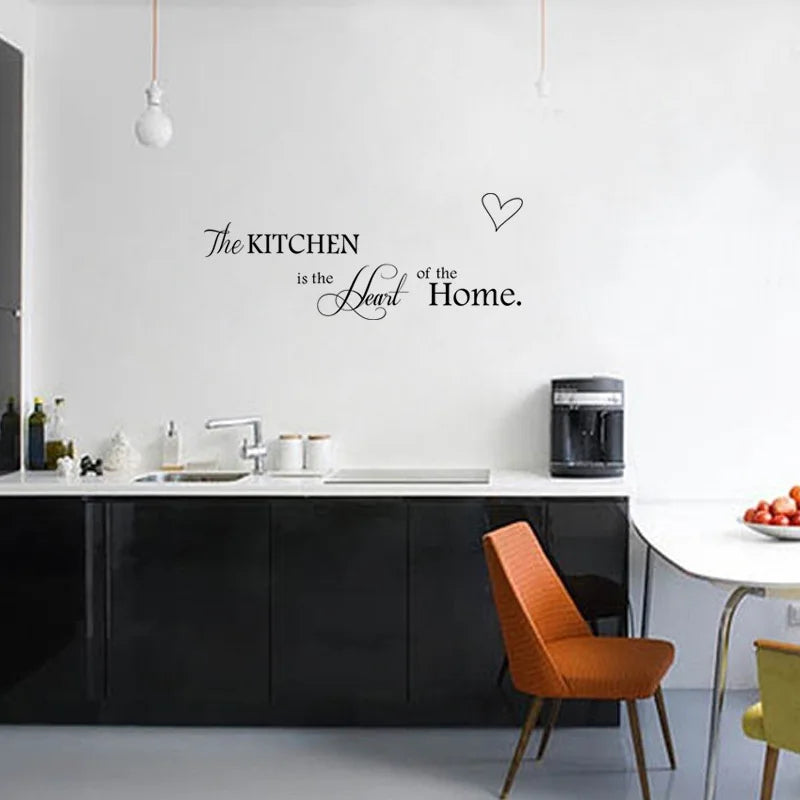 English Letters Kitchen Love Vinyl Wall Sticker | Heart of the Home Wall Decal