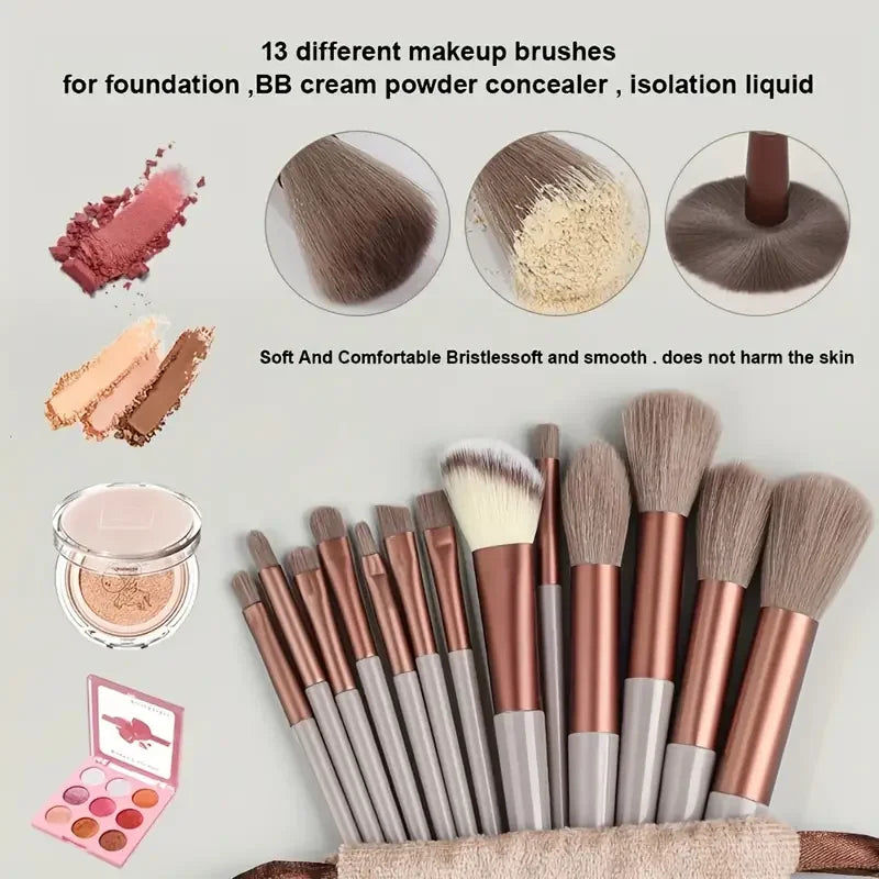 13-Piece Makeup Brush Set | Complete Eye Shadow, Concealer & Powder Brush Kit
