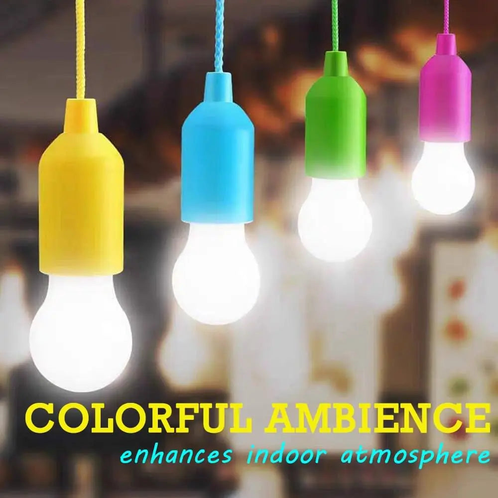 Battery Operated LED Pull Cord Light | Portable Hanging Lantern for Camping, Garden, Party, and Emergency