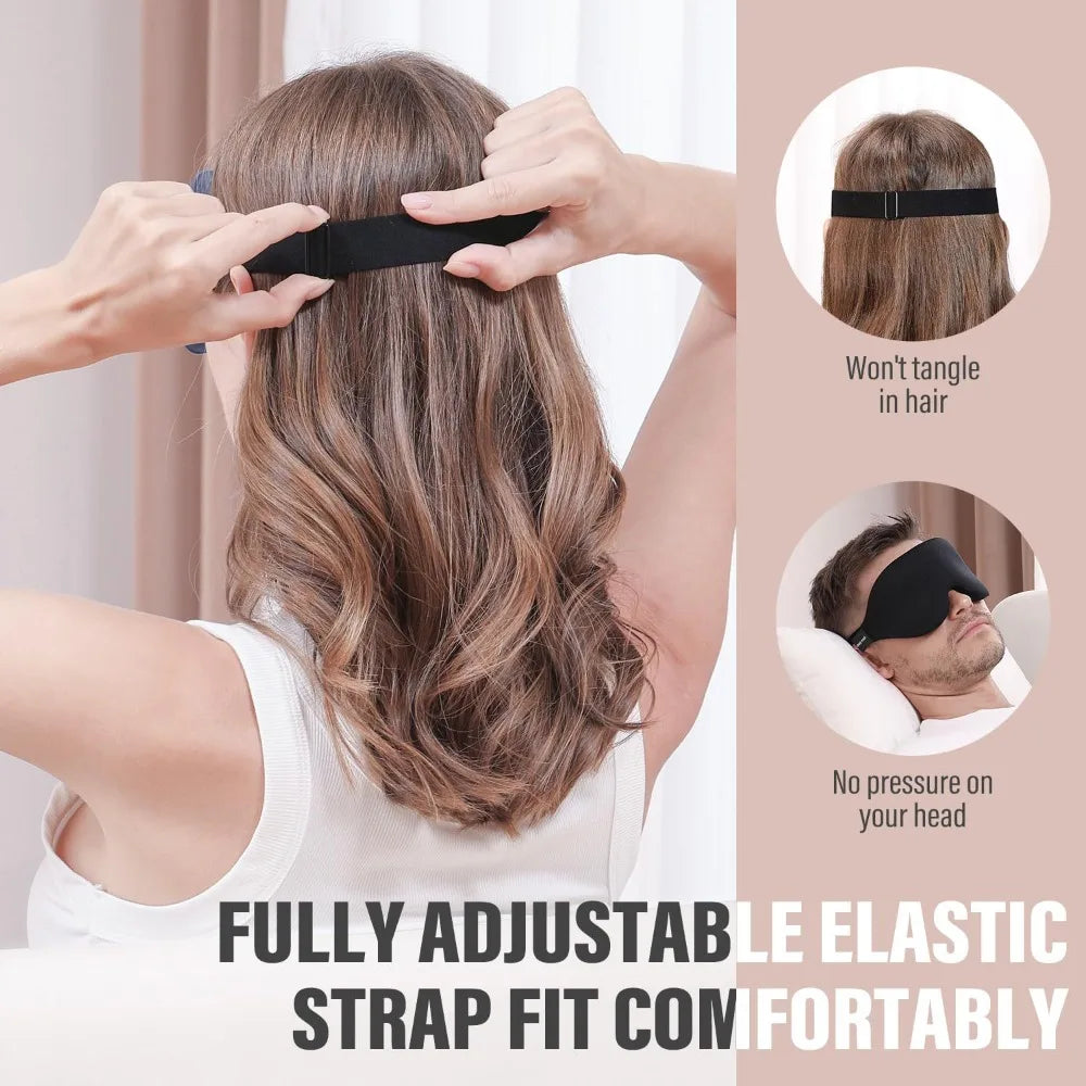 3D Contoured Sleep Mask | Memory Foam Blackout Eye Shade for Deep Rest