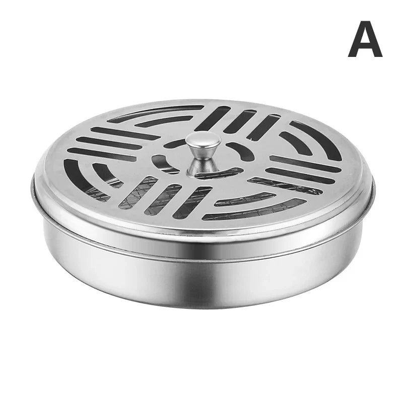 Mosquito Coil Holder with Cover | Portable Stainless Steel Stand