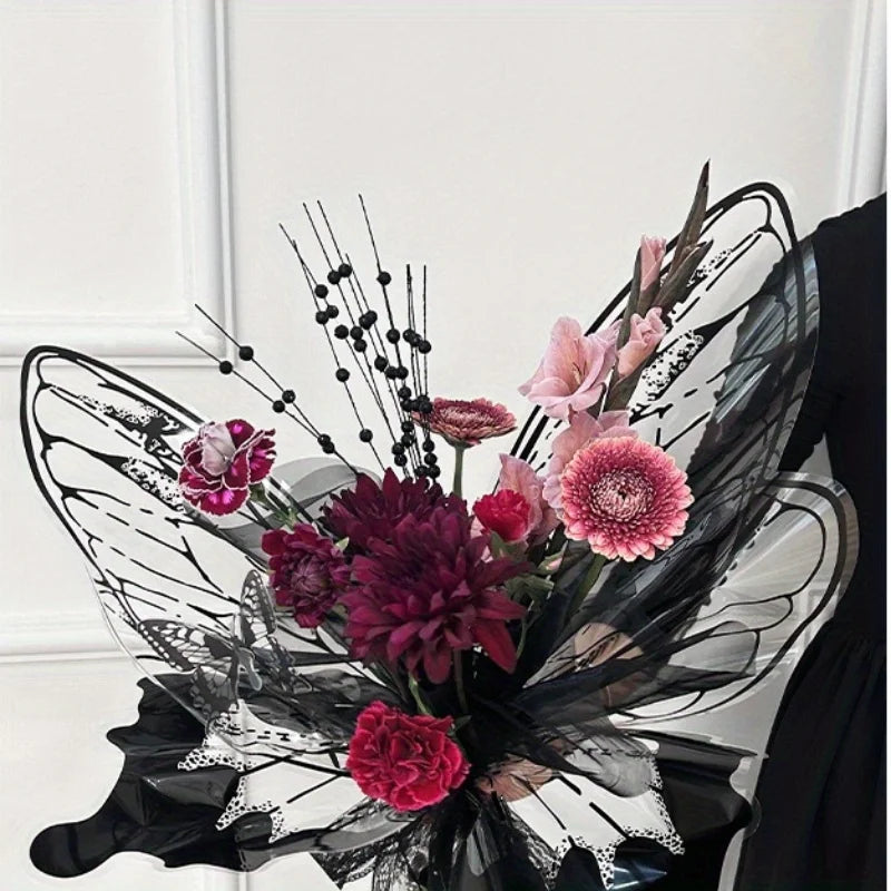 40pcs Transparent Crystal Butterfly Wrapping Paper | Floral Bouquet Packaging Material
