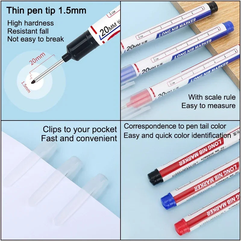 20mm Deep Hole Long Nib Markers Set | Multi-Purpose Perforating Pen for Metal, Wood, and Glass