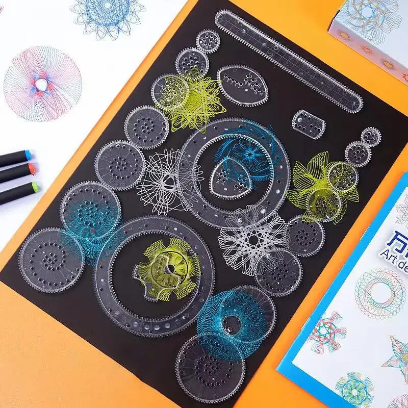 22-Piece Geometric Drawing Tool Set | Math Spirograph Ruler for Creative Art Projects