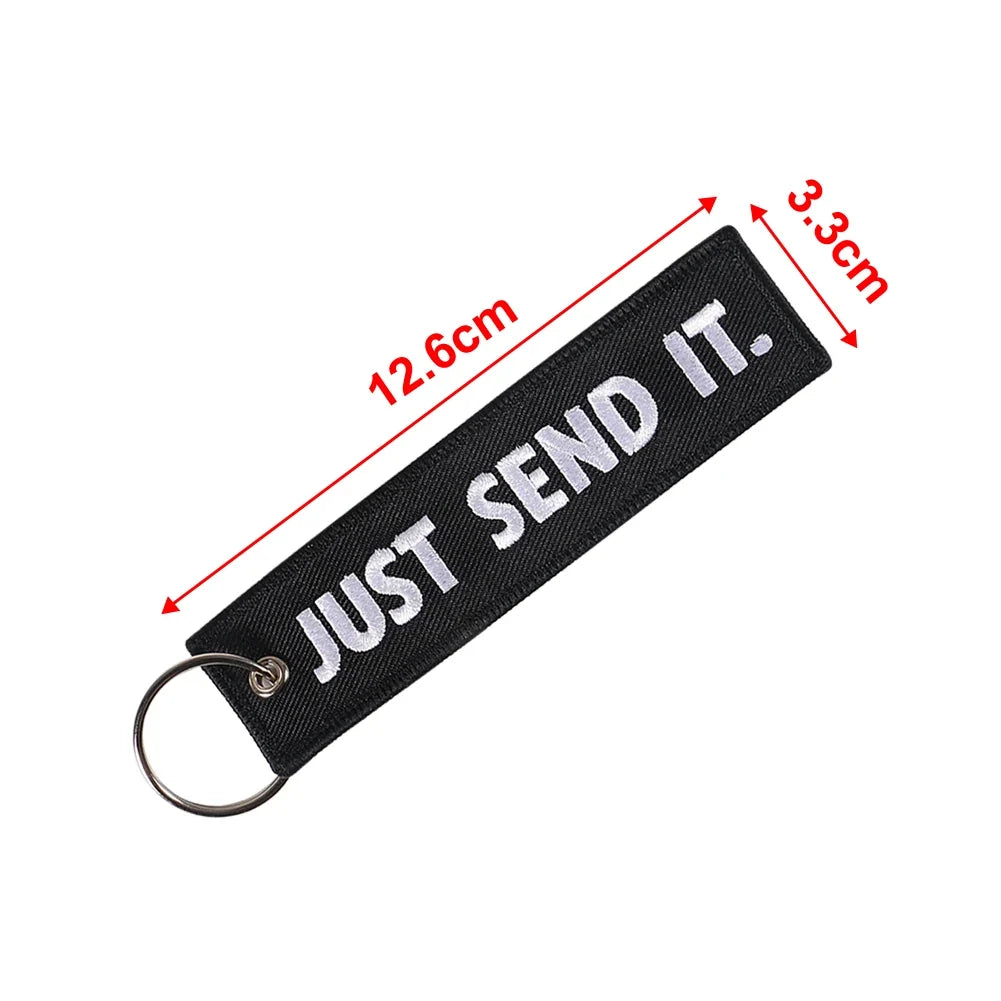 JUST SEND IT Keychains | 5-Pack Luggage Tag and Key Ring Set