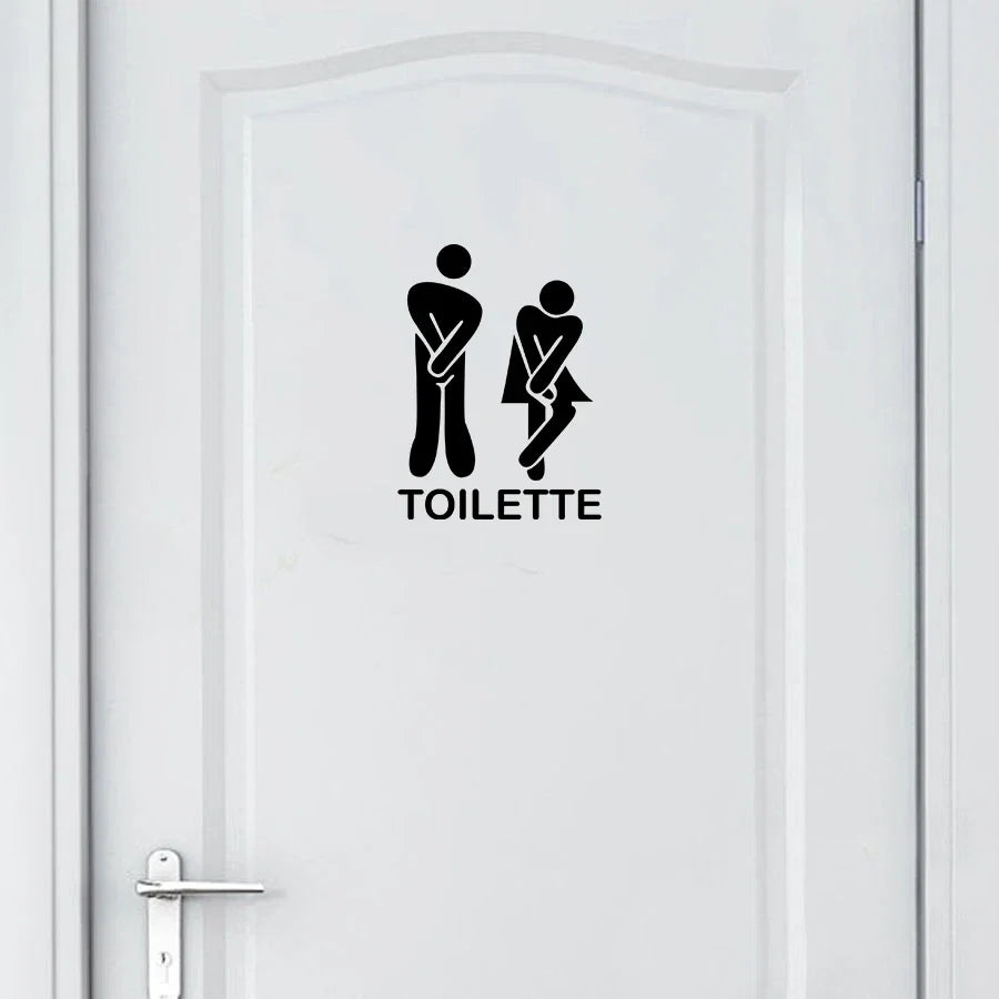 French Bathroom Toilet Sign Vinyl Sticker Decal | WC Entrance Sign Door Decal for France Home
