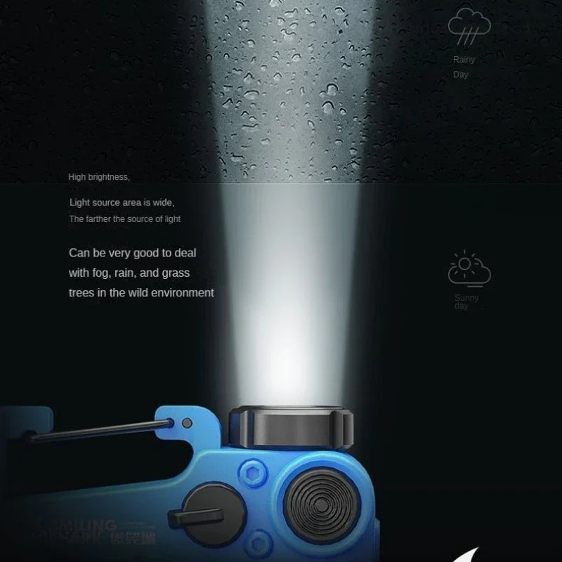 SMILING SHARK Flashlight Magnetic Clothe Clip Running Light | Outdoor Strong LED Camping Lantern with Power Indicator
