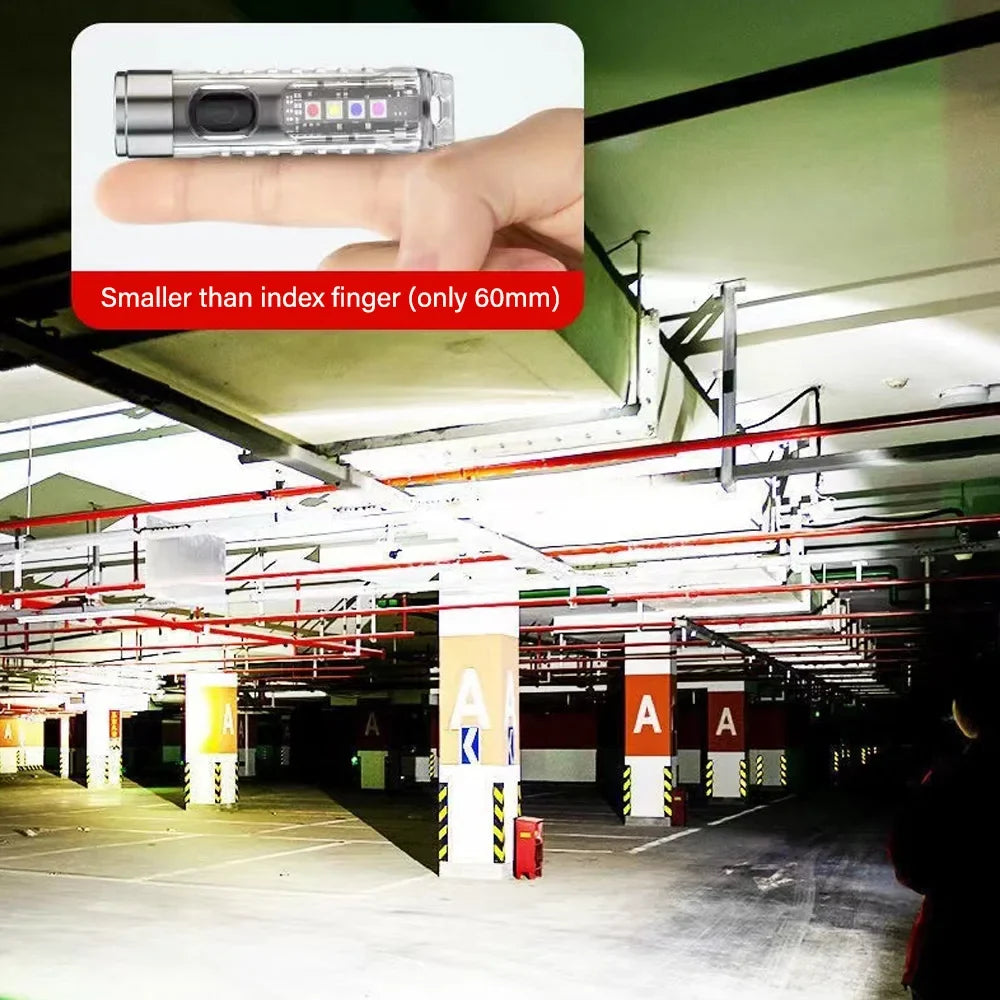 Mini EDC LED Flashlight | Portable Keychain Light with Magnetic Base and USB Rechargeable UV Lamp
