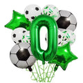 11pcs Football Foil Balloons Soccer Party Decorations | Green Number Ball Set