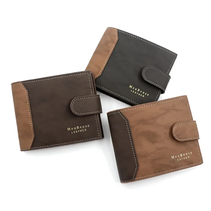 TRISJEM Slim Card Holder Wallet for Men | Short Frosted PU Leather 3-Fold