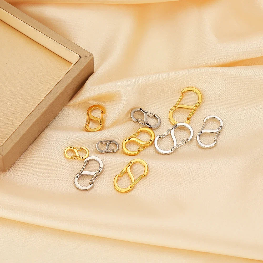 5pcs Stainless Steel Chic Letter S Buckle Clasps | 18k Gold Spring Lobster Hooks for DIY Jewelry Making