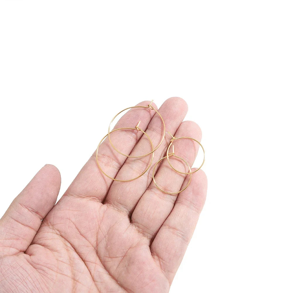 20-Piece Gold Stainless Steel Hoop Earring Wires | Bulk Jewelry Making Supplies