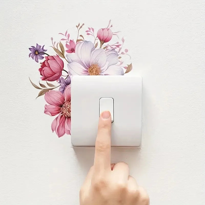 Flower Switch Sticker Decorative Wall Stickers | Waterproof Vinyl Wall Decor