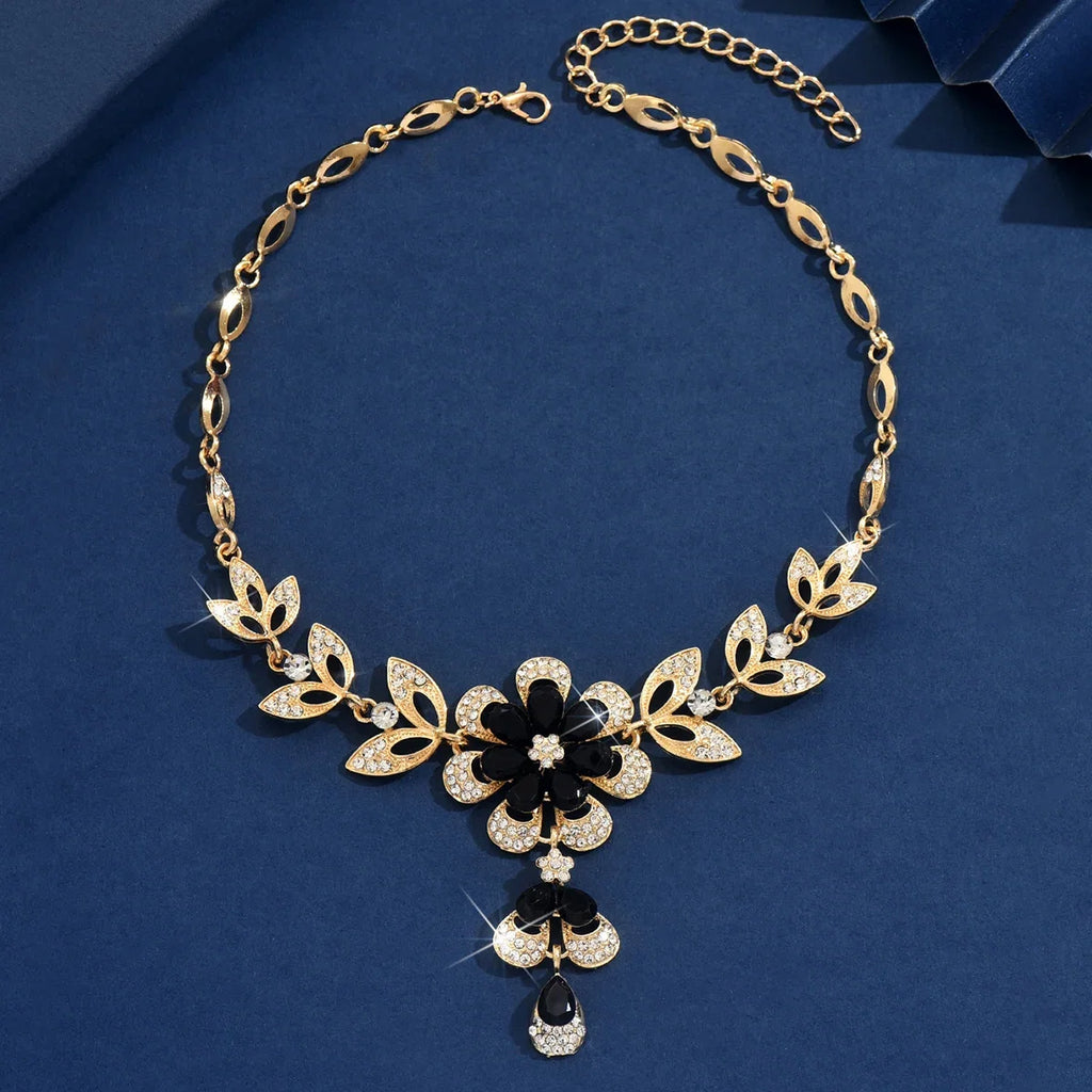 Flower Pendant Necklace | Vintage Style Cubic Zirconia Jewelry for Women