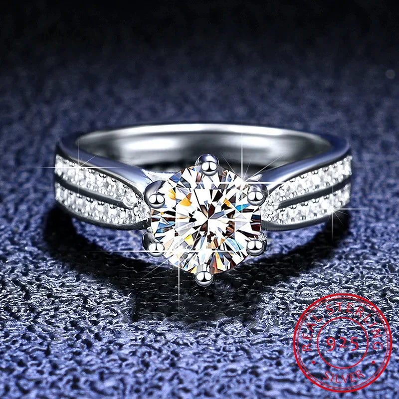 Real 3 Carat Moissanite Engagement Ring | Luxury Bridal Set Solitaire Wedding Promise Ring
