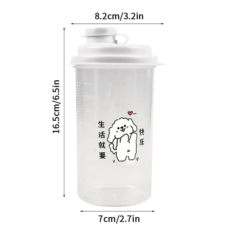 Cartoon Espresso Coffee Cup with Lid | Graduated Plastic Cappuccino Latte Mug for Home Barista
