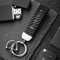 Carbon Fiber Style Car Keychain | Microfiber Leather Key Ring for Lincoln Navigator