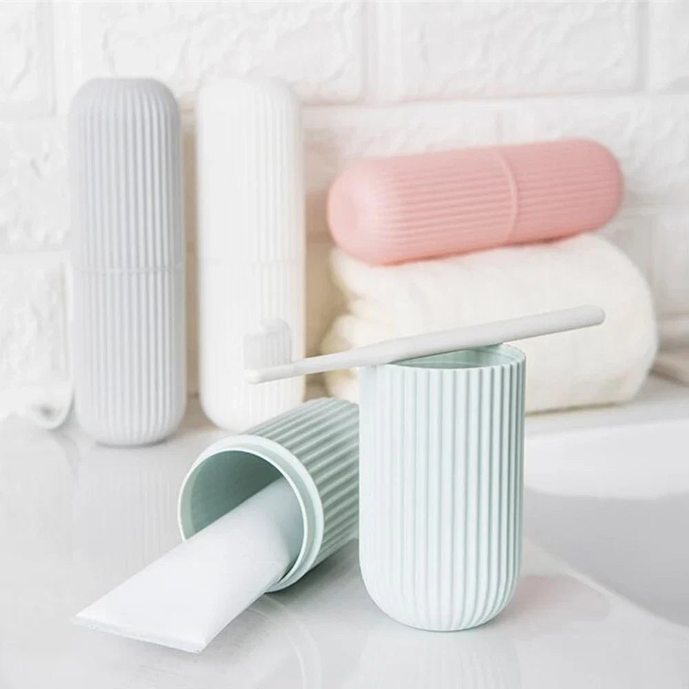 Portable Toothbrush Cup and Toothpaste Holder | Travel Toiletries Storage Case