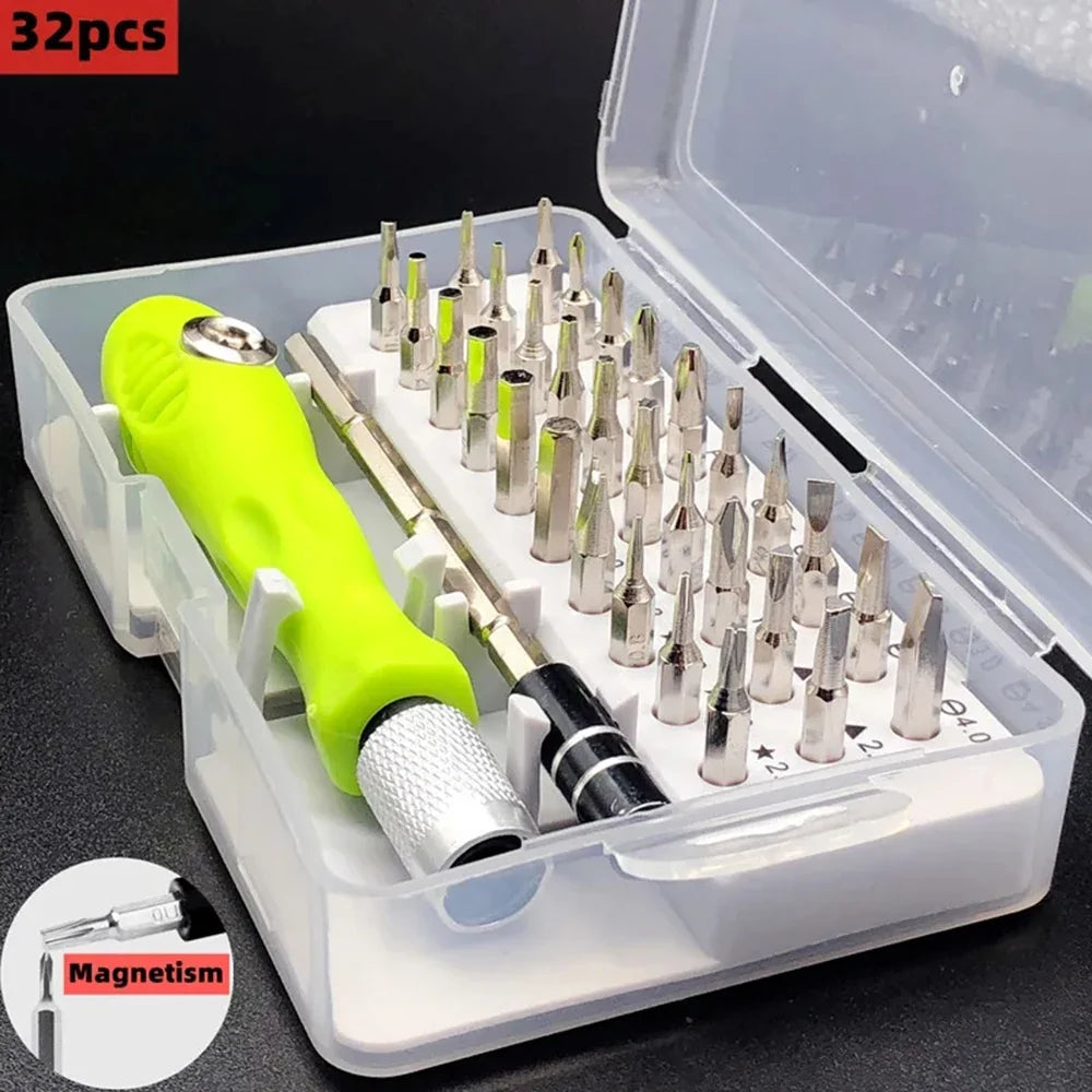 32 In 1 Multifunction Screwdriver Kit with Extension Rod | Manual Precision Tool Set for Electronics