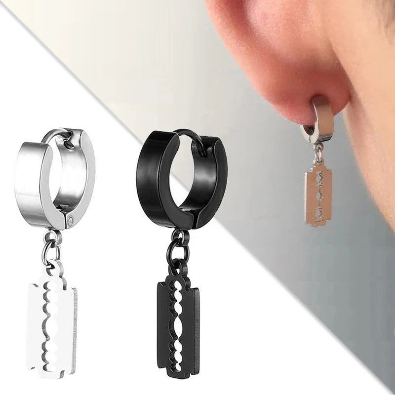 Black Cross Earrings for Men Women | Stainless Steel Punk Studs