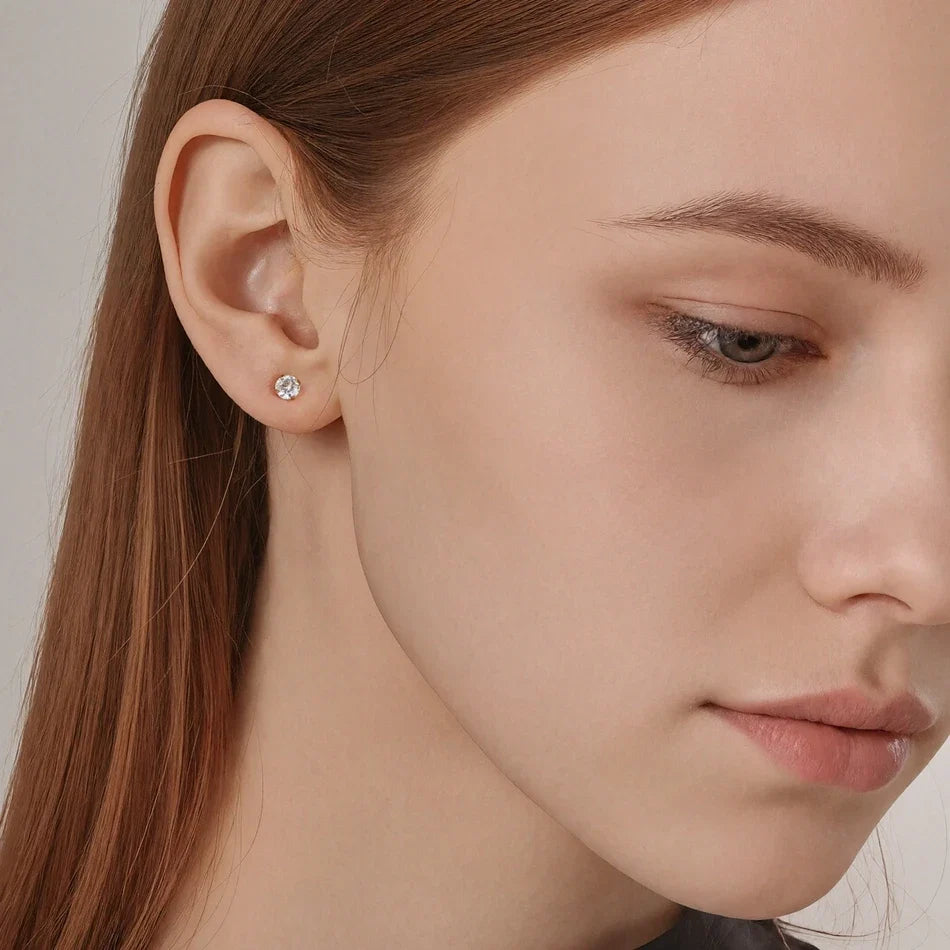 Titanium Labret Stud with Zircon Gem | Internally Threaded Body Jewelry