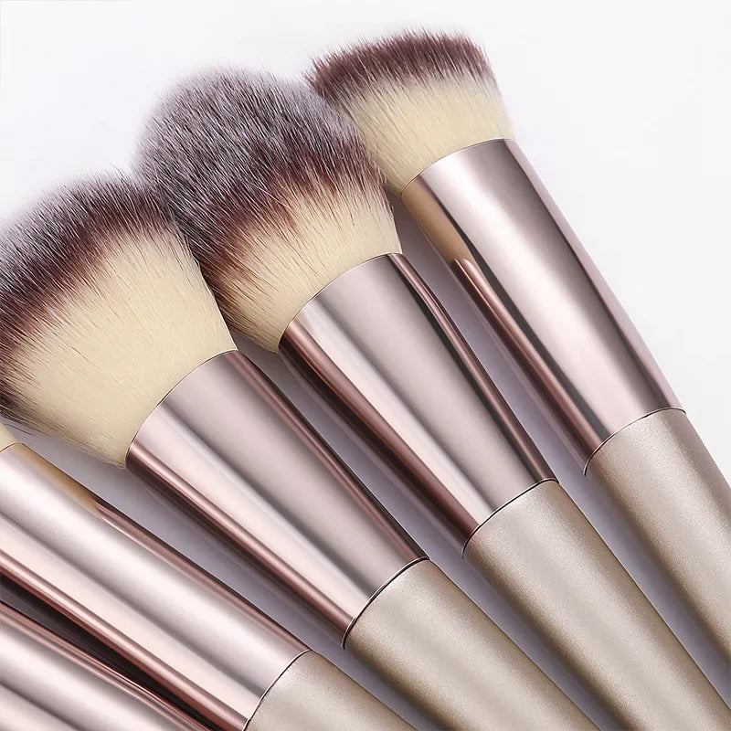 Champagne Makeup Brush Set | Foundation & Powder Flat Head Cosmetic Brush