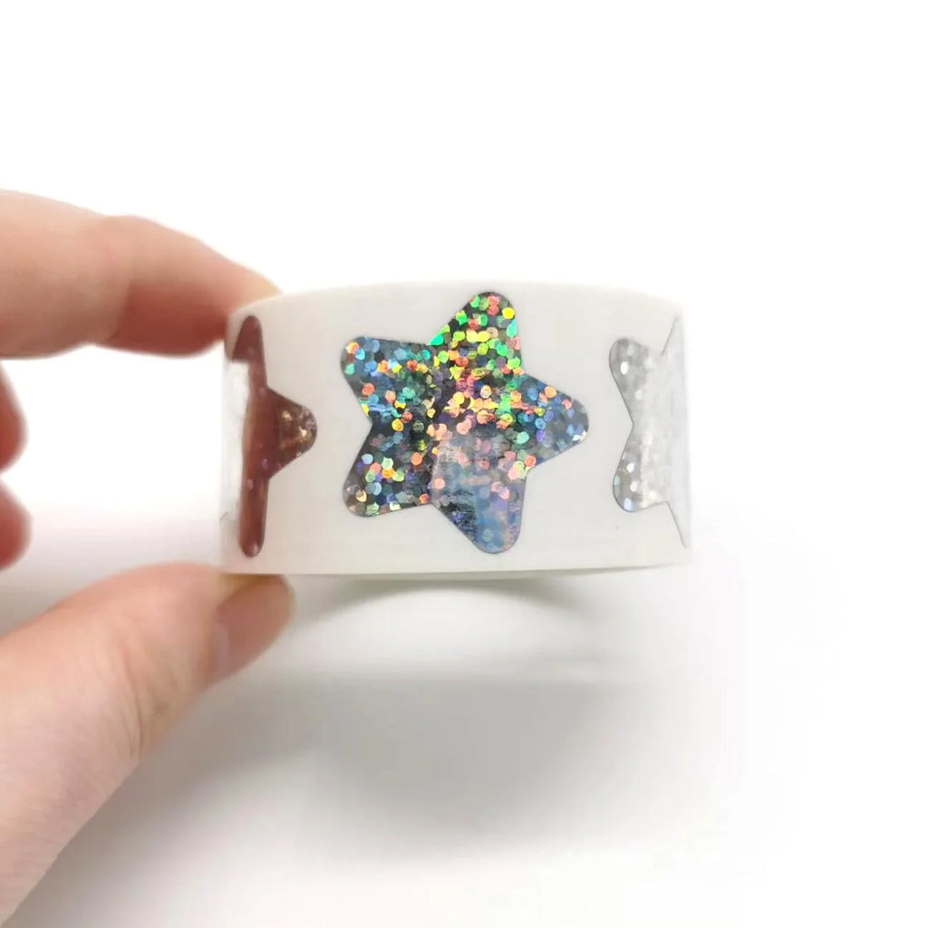 Heart Stickers and Star Stickers Roll | 100-500 Pieces Thank You Labels for Small Packaging