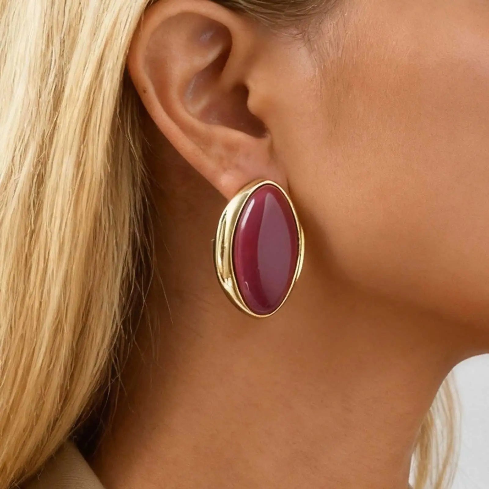 Exaggerated Retro Geometric Ellipse Stud Earrings | Personality Oval Dangle Jewelry for Women