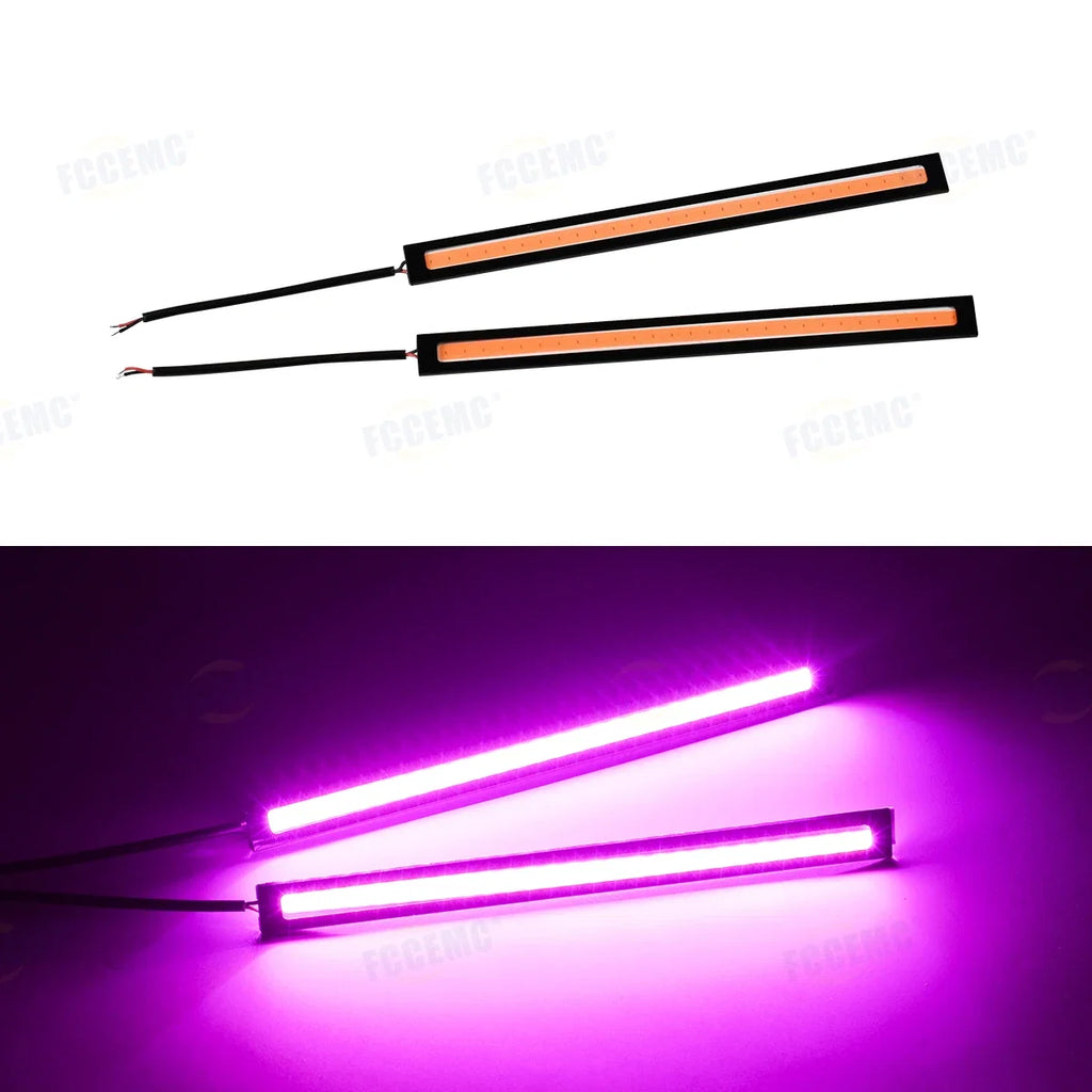 2pcs Ultra Thin LED Car COB Daytime Running Lights | Waterproof 12V Ambient Lamp Bar