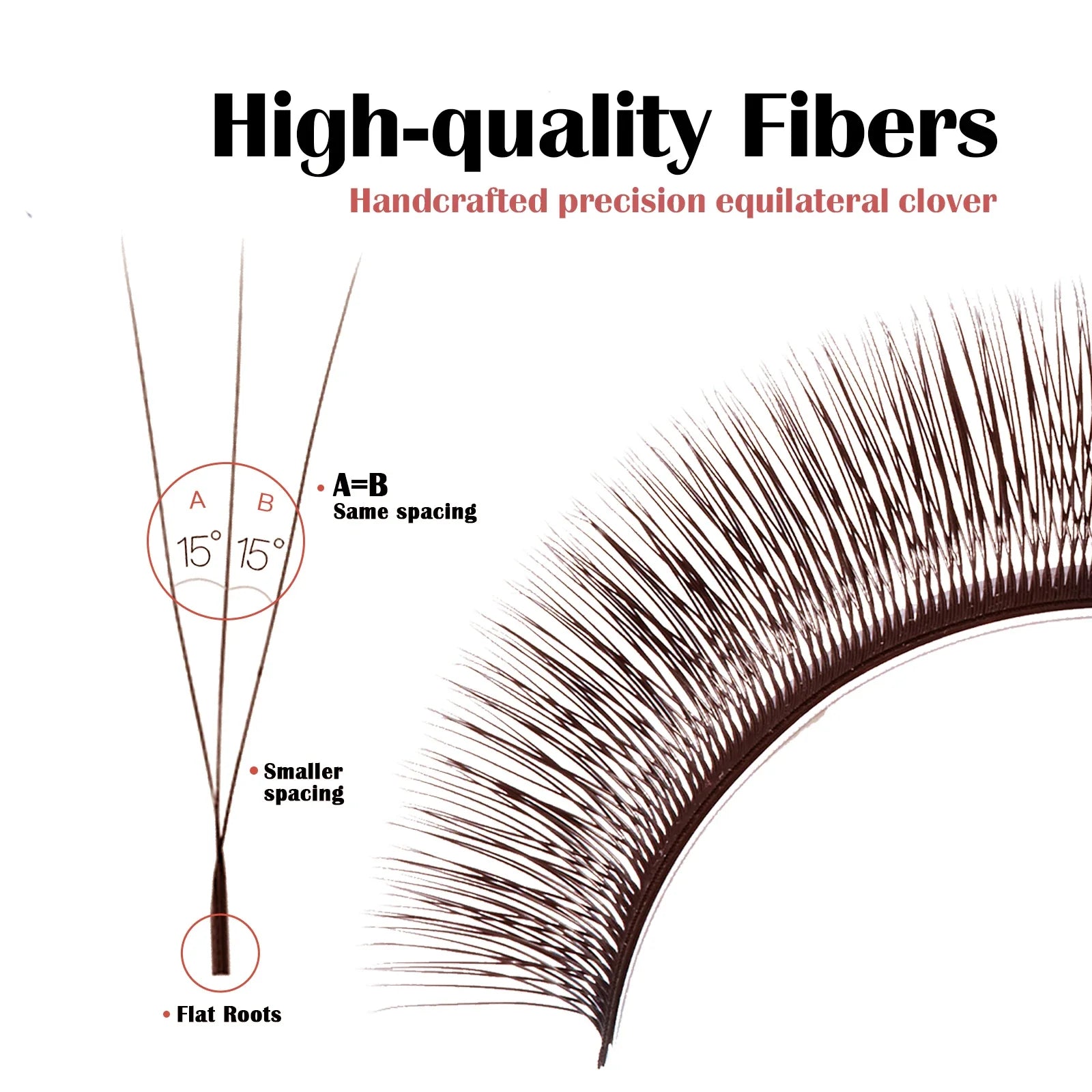 V-Shaped 3D Brown Eyelash Extensions | 12 Rows Professional Lash Tray