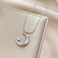 Stainless Steel Crescent Moon Pendant Necklace | Vintage Gold Choker Jewelry for Women