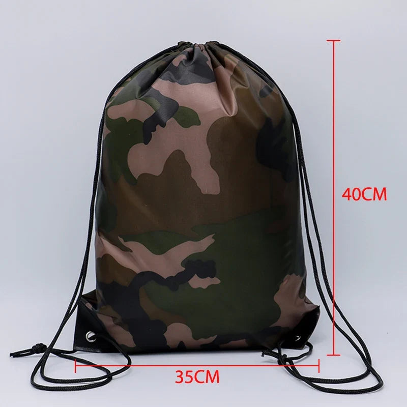 Outdoor Sport Camouflage Backpack | Waterproof Drawstring Bag for Gym, Travel, Camping, Hiking, Marathon, Football, Basketball