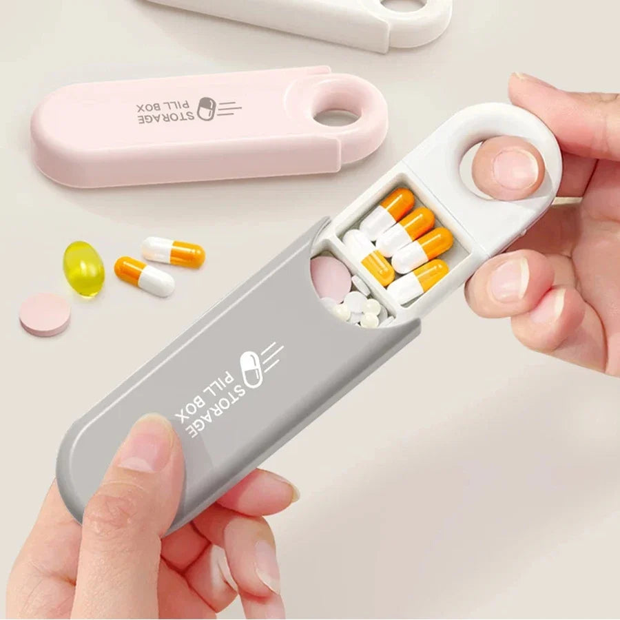 Portable 3-Compartment Pill Box | Travel Medicine Organizer