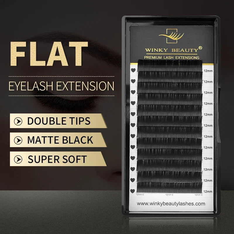 Flat Ellipse Eyelash Extensions | Matte Black Super Soft Natural Look