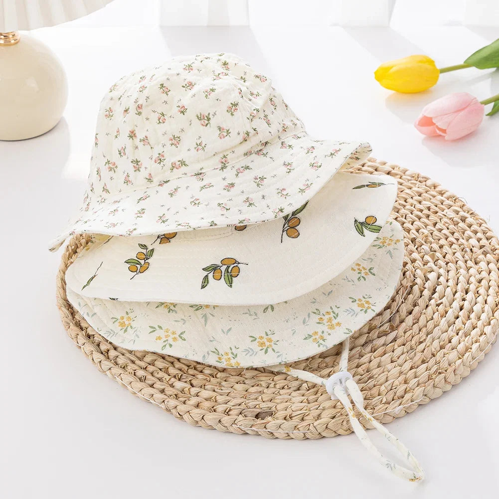 Baby Cotton Bucket Hat for Summer Sun Protection | Unisex Outdoor Panama Hat for Boys Girls