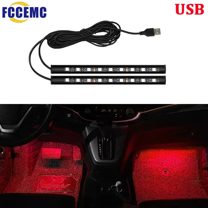 Led Car Ambient Light with USB | Universal Interior Foot Lamp Decoration