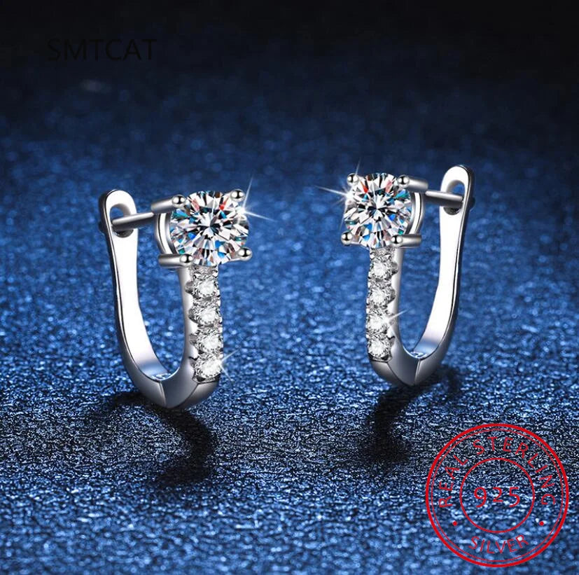 0.5ct Moissanite Stud Earrings for Women | 925 Sterling Silver Huggies