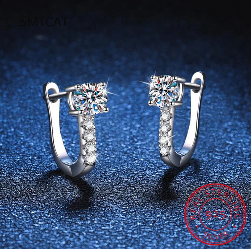 0.5ct Moissanite Stud Earrings for Women | 925 Sterling Silver Huggies