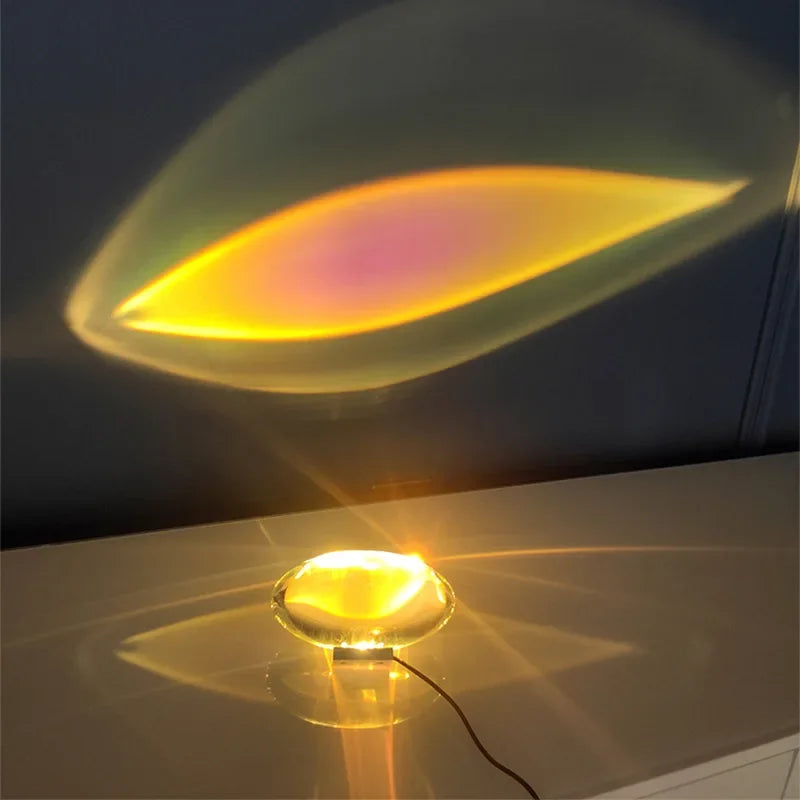 Eye Of The Sky Italian Designer Crystal Table Lamp | LED Night Projector for Living Room & Bedroom