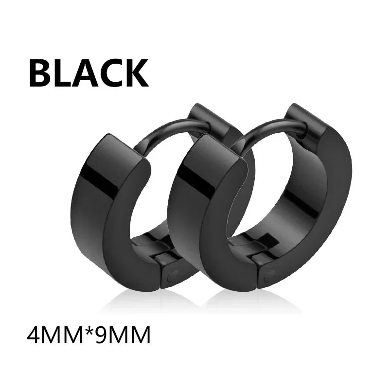 Geometric Stainless Steel Square Triangle Hoop Earrings | Unisex Punk Hip Hop Jewelry