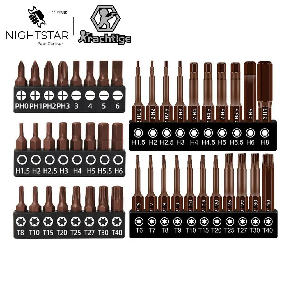 1/4 Screwdriver Bits Set 25mm 50mm S2 Alloy Steel | Professional DIY Hand Tool Kit