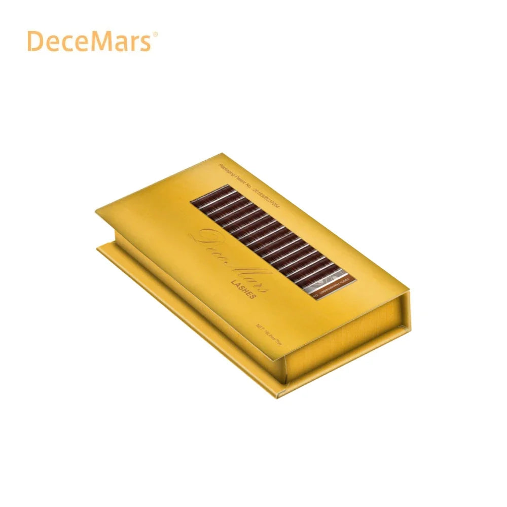 DeceMars Dark Brown Eyelash Extension JBCD Curl Mix Length | Auburn Individual Lashes for Salon