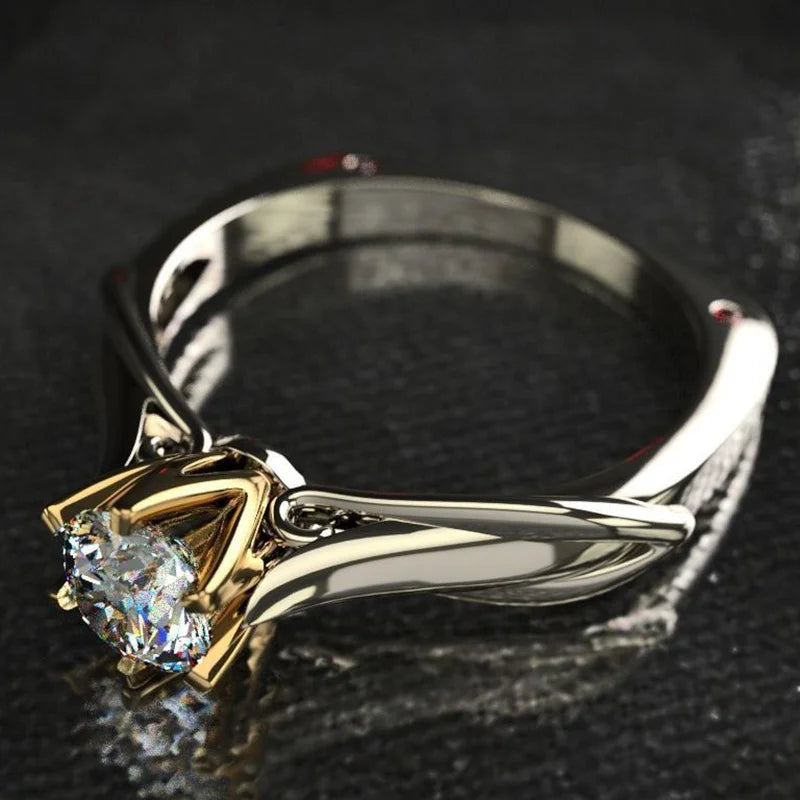 925 Sterling Silver Six Claw Ring with Zircon | Simulated Moissanite Wedding Band