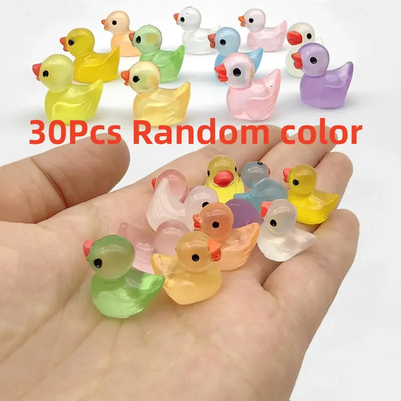30 Pcs Glow in the Dark Miniature Duck Figurines | Luminous Resin Fairy Garden Decor