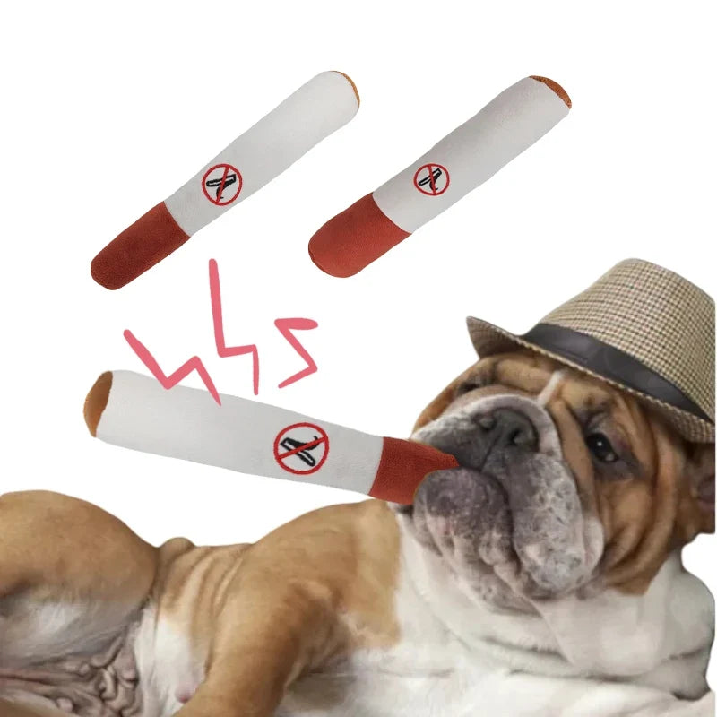 Interactive Dog Squeaky Toy | Indestructible Plush Cigar for Small Dogs